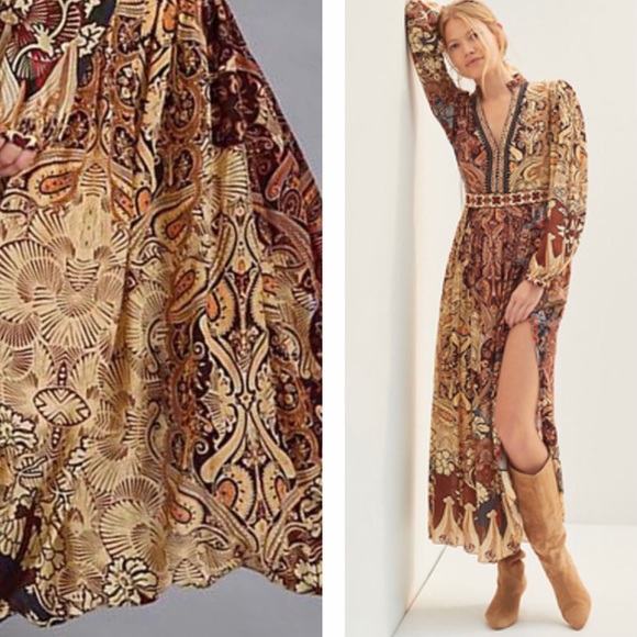 Anthropologie Bhanuni by Jyoti Embroidered Beaded Long Sleeve Maxi Dress NWT 2 - Picture 16 of 16